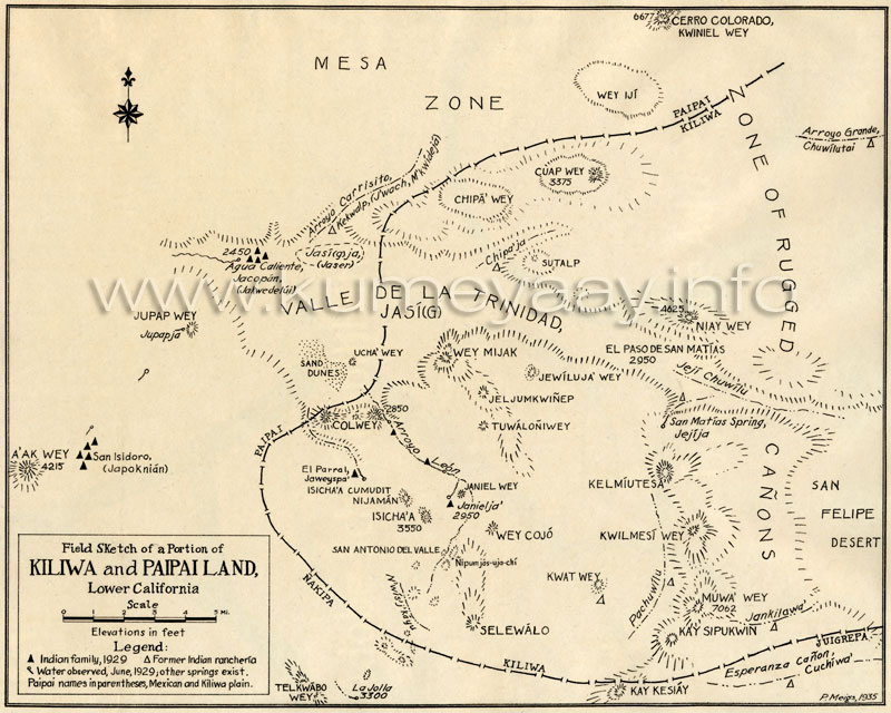 Kiliwa PaiPai Maps Mexico 1900s